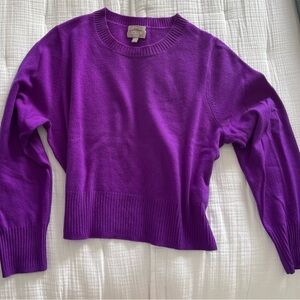 JCrew Cropped Cashmere Sweater - Size XL - Vivid Purple